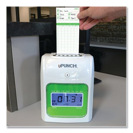 Upunch HN1500 Electronic Non-Calculating Time Clock Bundle, LCD Display, Beige/Green HN1500